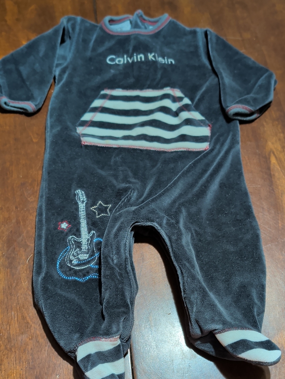 Calvin Klein Cozy Velour Footed One All Size 3/6 Months